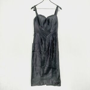 New OkBridal Black Satin Strappy Sleeveless Heart Neck Bridesmaid Dress P3293